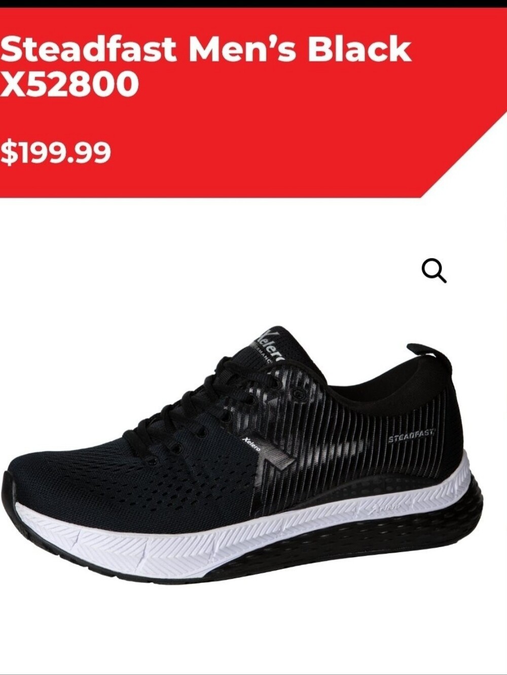 Xelero Steadfast Men’s Black Mesh Lace-Up Athletic Sneakers